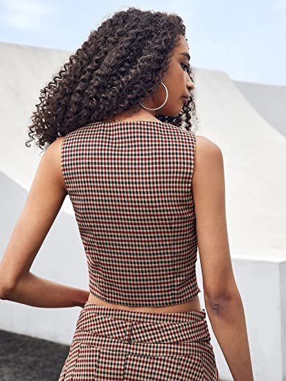 Women's Single Breasted Sleeveless V Neck Vest Jacket Waistcoat